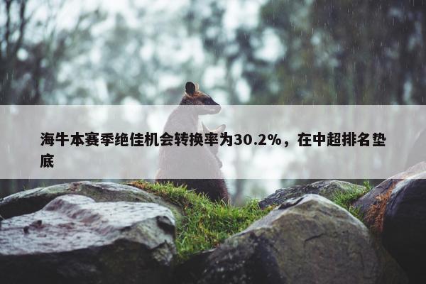 海牛本赛季绝佳机会转换率为30.2%，在中超排名垫底