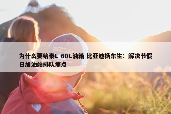 为什么要给秦L 60L油箱 比亚迪杨东生：解决节假日加油站排队痛点