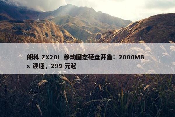 朗科 ZX20L 移动固态硬盘开售：2000MB_s 读速，299 元起