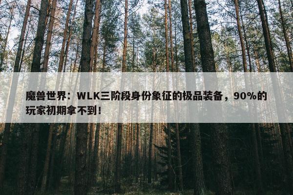 魔兽世界：WLK三阶段身份象征的极品装备，90%的玩家初期拿不到！