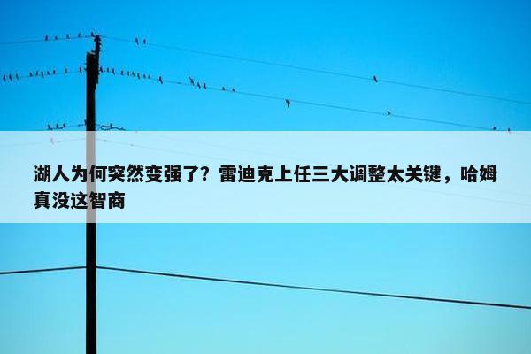 湖人为何突然变强了？雷迪克上任三大调整太关键，哈姆真没这智商