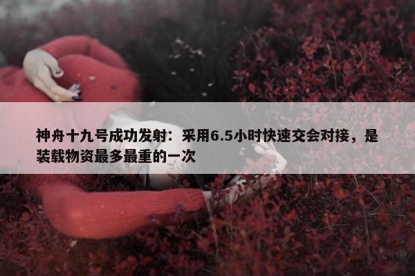 神舟十九号成功发射：采用6.5小时快速交会对接，是装载物资最多最重的一次