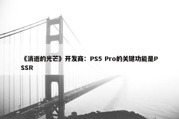 《消逝的光芒》开发商：PS5 Pro的关键功能是PSSR