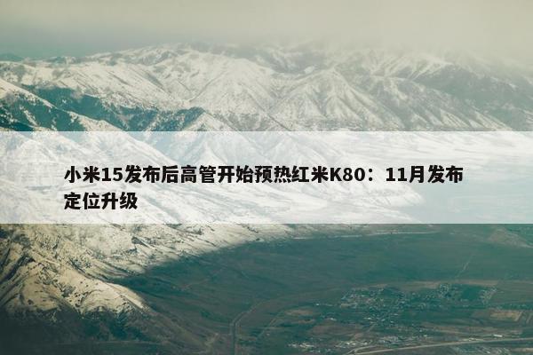 小米15发布后高管开始预热红米K80：11月发布 定位升级