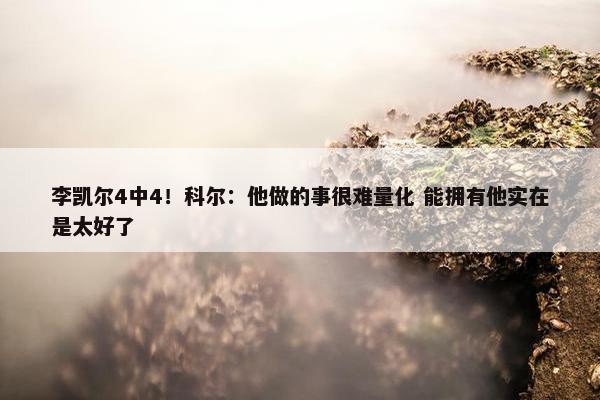 李凯尔4中4！科尔：他做的事很难量化 能拥有他实在是太好了