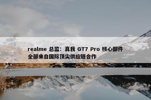 realme 总监：真我 GT7 Pro 核心部件全部来自国际顶尖供应链合作