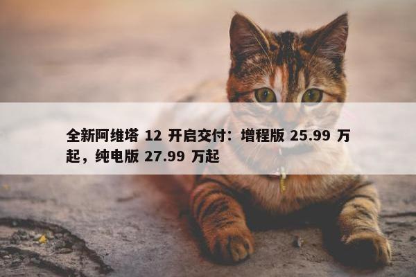 全新阿维塔 12 开启交付：增程版 25.99 万起，纯电版 27.99 万起