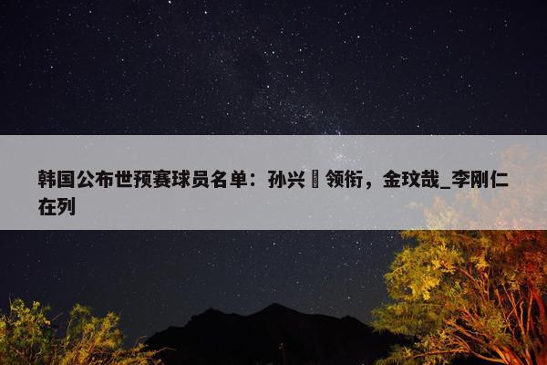 韩国公布世预赛球员名单：孙兴慜领衔，金玟哉_李刚仁在列