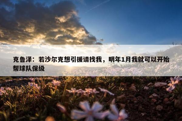 克鲁泽：若沙尔克想引援请找我，明年1月我就可以开始帮球队保级