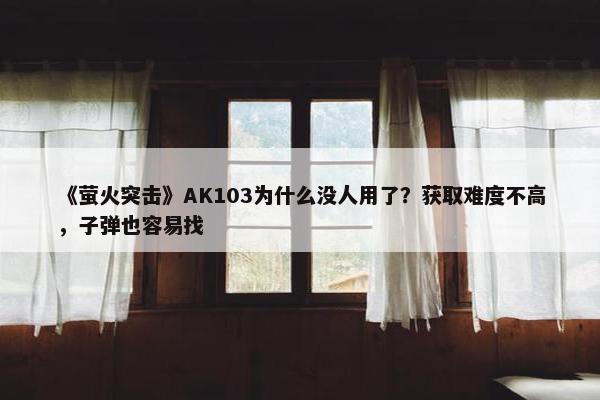 《萤火突击》AK103为什么没人用了？获取难度不高，子弹也容易找