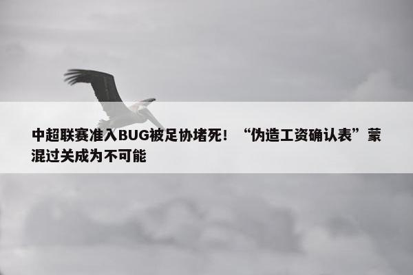 中超联赛准入BUG被足协堵死！“伪造工资确认表”蒙混过关成为不可能