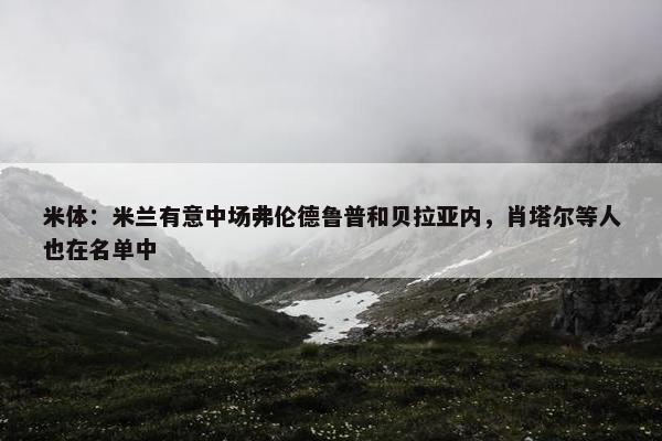 米体：米兰有意中场弗伦德鲁普和贝拉亚内，肖塔尔等人也在名单中