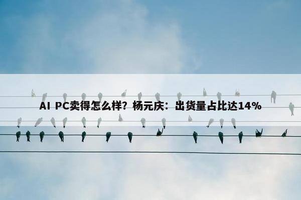 AI PC卖得怎么样？杨元庆：出货量占比达14%