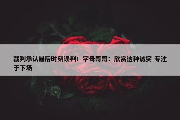 裁判承认最后时刻误判！字母哥哥：欣赏这种诚实 专注于下场