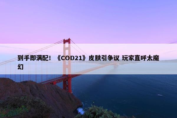 到手即满配！《COD21》皮肤引争议 玩家直呼太魔幻