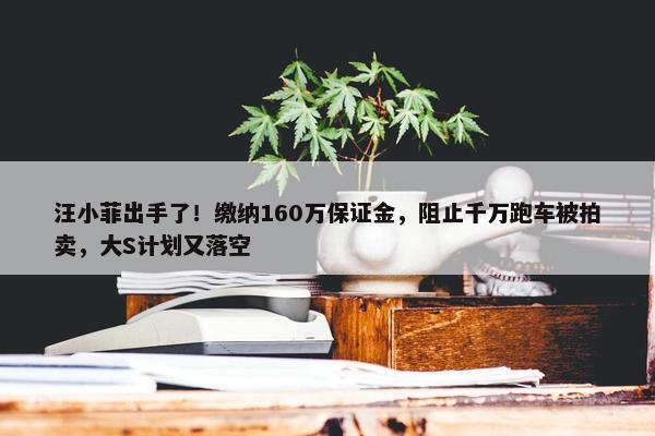 汪小菲出手了！缴纳160万保证金，阻止千万跑车被拍卖，大S计划又落空