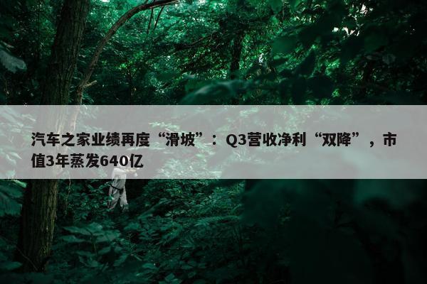 汽车之家业绩再度“滑坡”：Q3营收净利“双降”，市值3年蒸发640亿