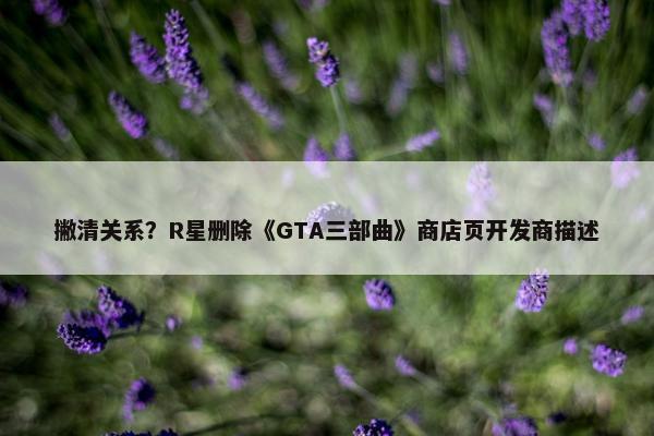 撇清关系？R星删除《GTA三部曲》商店页开发商描述