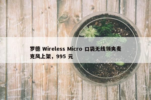 罗德 Wireless Micro 口袋无线领夹麦克风上架，995 元