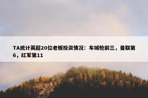 TA统计英超20位老板投资情况：车城枪前三，曼联第6，红军第11