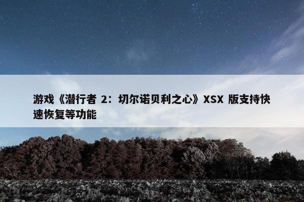 游戏《潜行者 2：切尔诺贝利之心》XSX 版支持快速恢复等功能