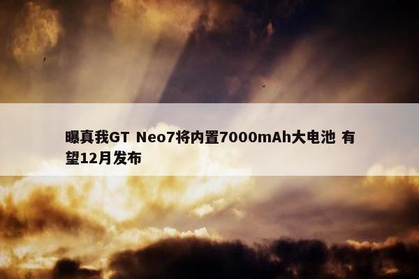 曝真我GT Neo7将内置7000mAh大电池 有望12月发布