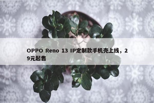 OPPO Reno 13 IP定制款手机壳上线，29元起售