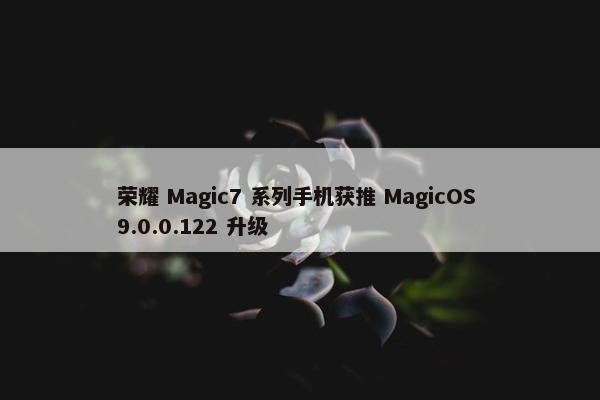 荣耀 Magic7 系列手机获推 MagicOS 9.0.0.122 升级