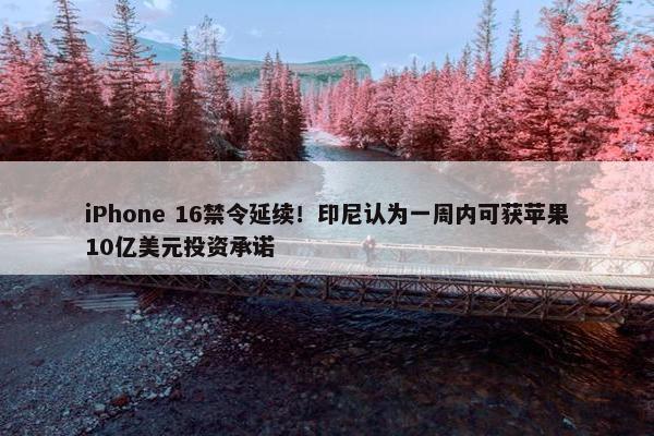 iPhone 16禁令延续！印尼认为一周内可获苹果10亿美元投资承诺