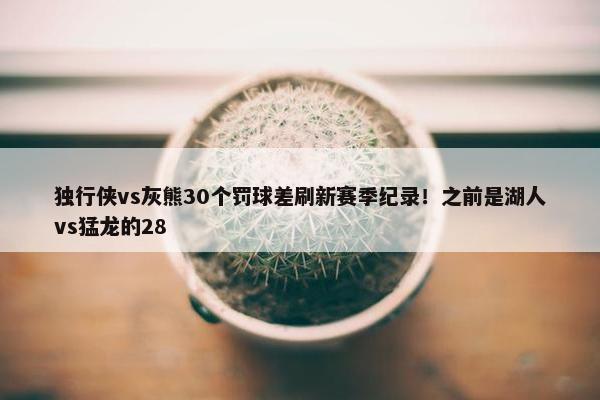 独行侠vs灰熊30个罚球差刷新赛季纪录！之前是湖人vs猛龙的28