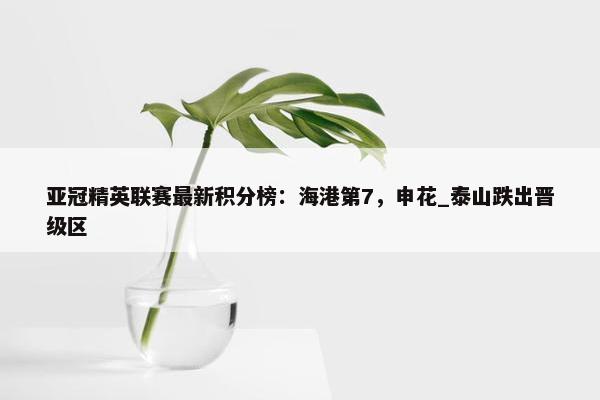 亚冠精英联赛最新积分榜：海港第7，申花_泰山跌出晋级区