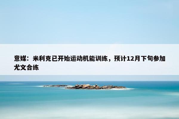 意媒：米利克已开始运动机能训练，预计12月下旬参加尤文合练