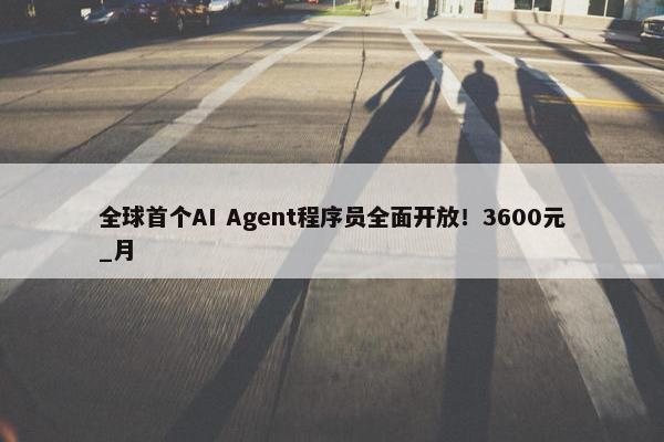 全球首个AI Agent程序员全面开放！3600元_月