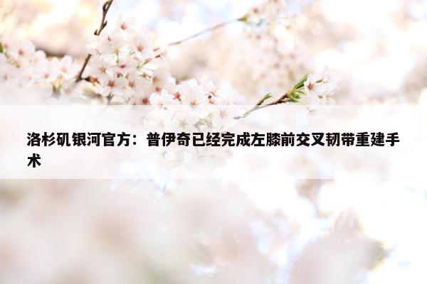 洛杉矶银河官方：普伊奇已经完成左膝前交叉韧带重建手术