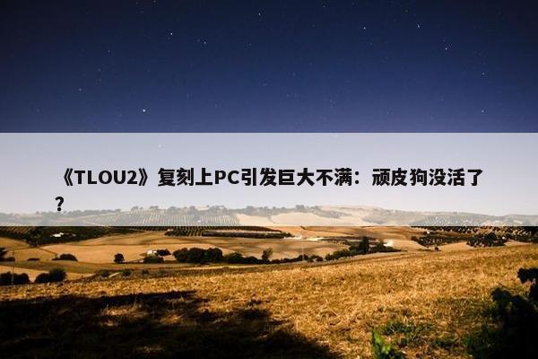 《TLOU2》复刻上PC引发巨大不满：顽皮狗没活了？