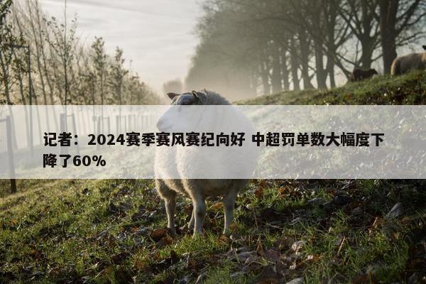 记者：2024赛季赛风赛纪向好 中超罚单数大幅度下降了60%