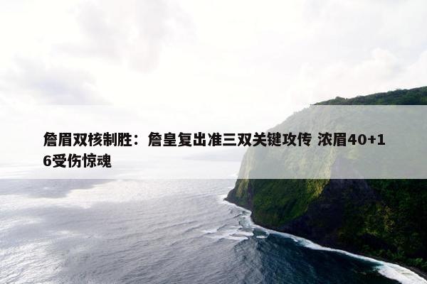 詹眉双核制胜：詹皇复出准三双关键攻传 浓眉40+16受伤惊魂