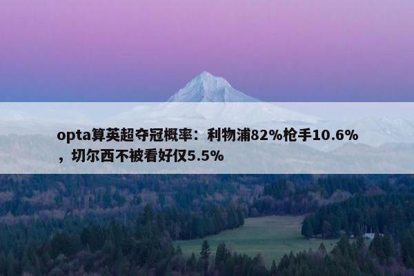 opta算英超夺冠概率：利物浦82%枪手10.6%，切尔西不被看好仅5.5%