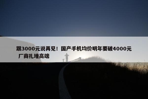 跟3000元说再见！国产手机均价明年要破4000元 厂商扎堆高端