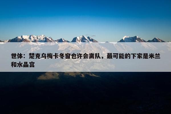 世体：楚克乌梅卡冬窗也许会离队，最可能的下家是米兰和水晶宫