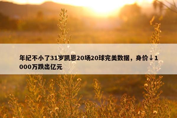 年纪不小了31岁凯恩20场20球完美数据，身价↓1000万跌出亿元