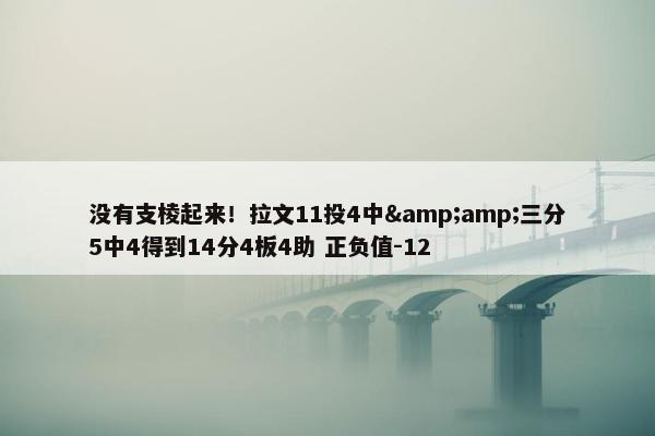 没有支棱起来！拉文11投4中&amp;三分5中4得到14分4板4助 正负值-12