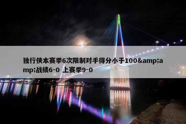 独行侠本赛季6次限制对手得分小于100&amp;战绩6-0 上赛季9-0