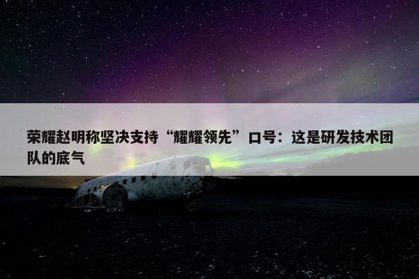 荣耀赵明称坚决支持“耀耀领先”口号：这是研发技术团队的底气