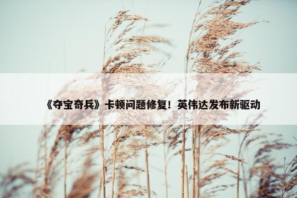 《夺宝奇兵》卡顿问题修复！英伟达发布新驱动