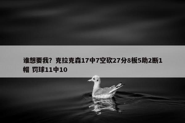 谁想要我？克拉克森17中7空砍27分8板5助2断1帽 罚球11中10