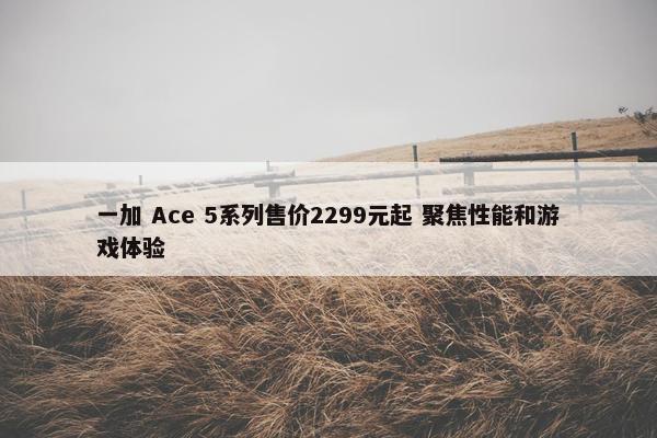 一加 Ace 5系列售价2299元起 聚焦性能和游戏体验