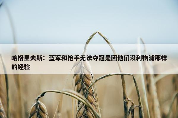 哈格里夫斯：蓝军和枪手无法夺冠是因他们没利物浦那样的经验