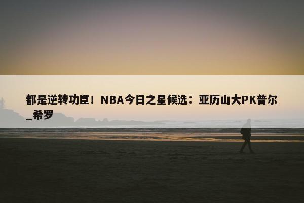 都是逆转功臣！NBA今日之星候选：亚历山大PK普尔_希罗