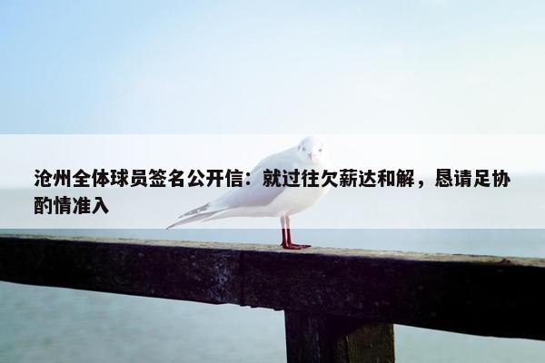 沧州全体球员签名公开信：就过往欠薪达和解，恳请足协酌情准入